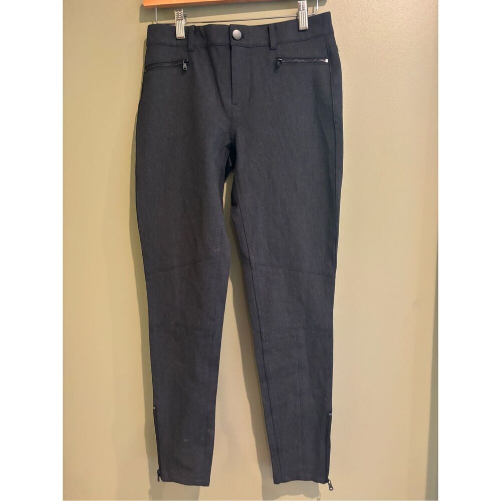 Calvin Klein 2 NWT charcoal stretchy cropped dress pants w-zippered hem detail